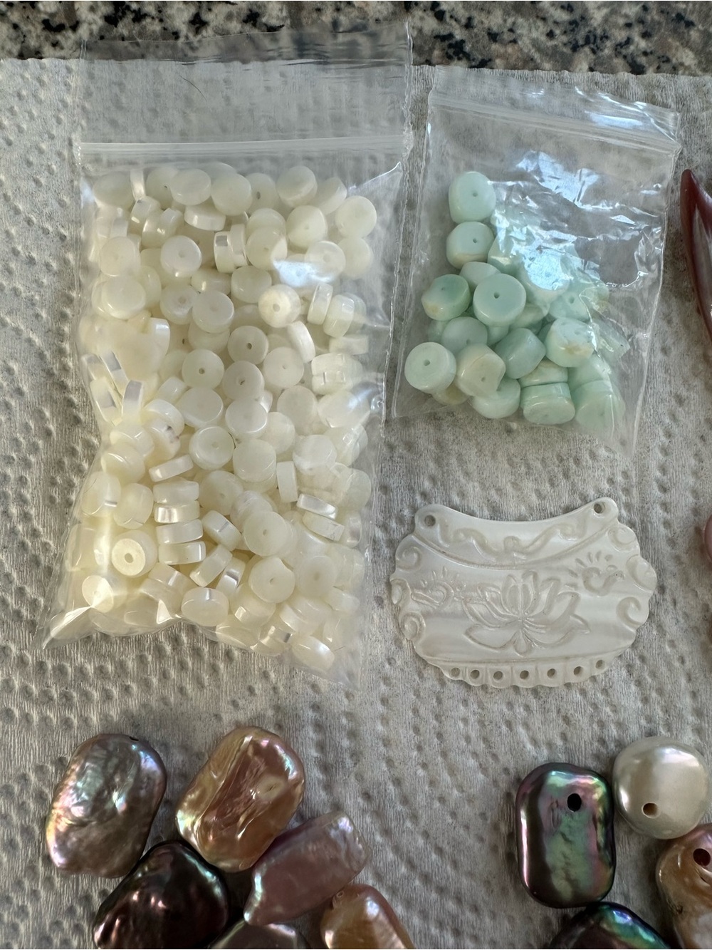 Jewelry Supply Assortment Pearl Mother of Pearl White Pink Purple DIY Jewelry - Picture 2 of 6